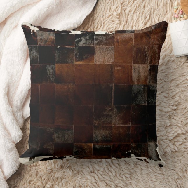 Tan Cowhide Druckkissen Kissen (Decke)
