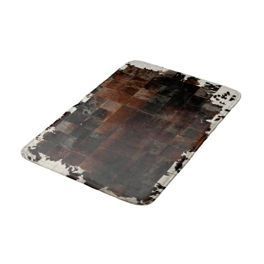 Tan Cowhide Patchwork Print Badematte (Schrägansicht)