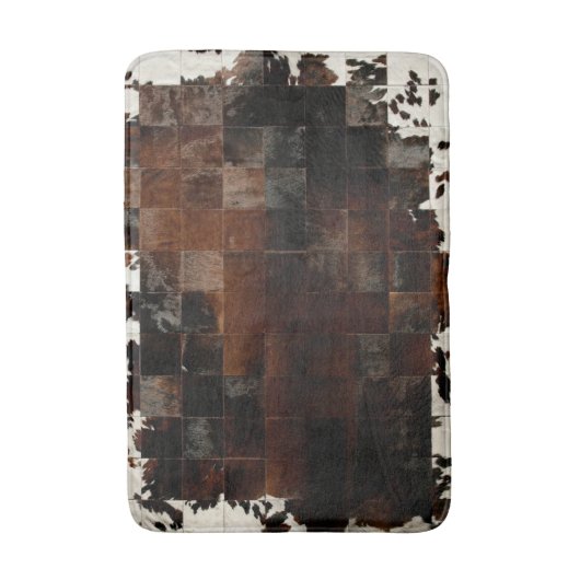Tan Cowhide Patchwork Print Badematte (Vorderseite Vertikal)