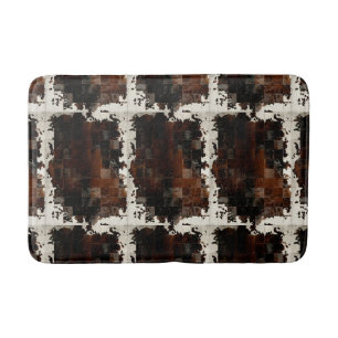 Tan Cowhide Patchwork Print Badematte