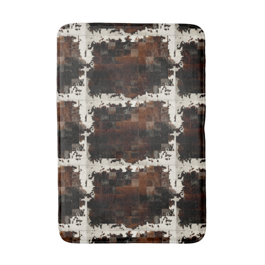 Tan Cowhide Patchwork Print Badematte (Vorderseite Vertikal)