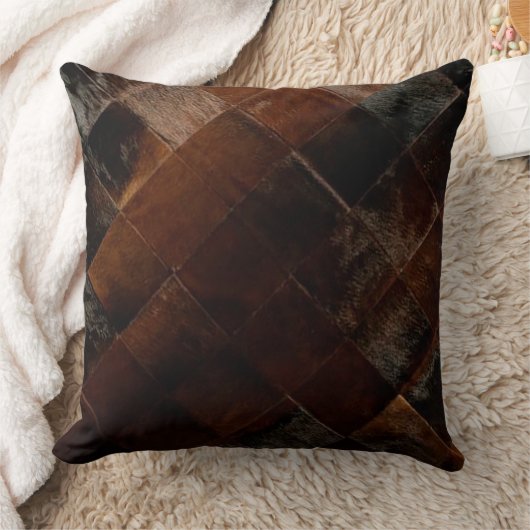 Tan Cowhide Patchwork Print Kissen (Decke)