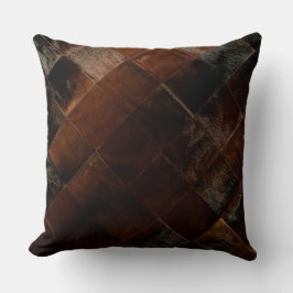 Tan Cowhide Patchwork Print Kissen