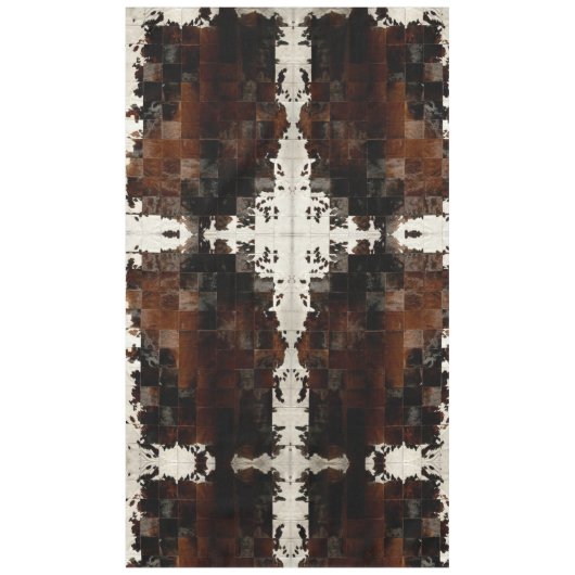 Tan Cowhide Patchwork Print Tischdecke (Vorderseite)