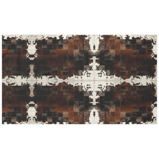 Tan Cowhide Patchwork Print Tischdecke (Vorderseite (Horizontal))