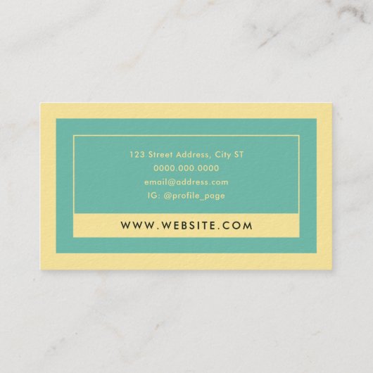 Tan cream and light blue visitenkarte (Rückseite)