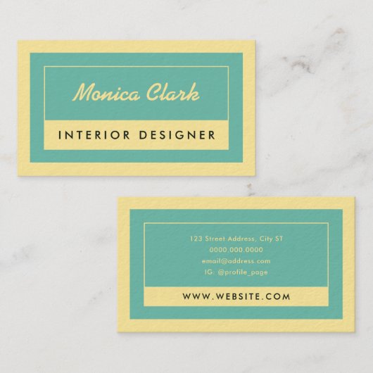 Tan cream and light blue visitenkarte (Vorne/Hinten)