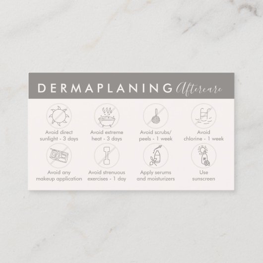 Tan Cream Dermaplaning Aftercare Post Instructions Visitenkarte (Rückseite)