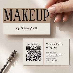 Tan Cream Makeup Artist Salon QR-Code Visitenkarte
