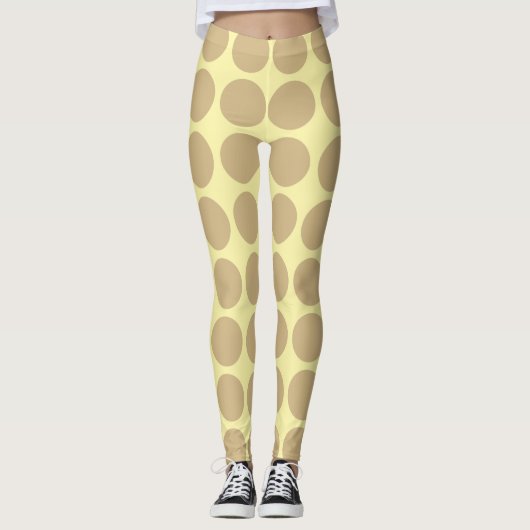 Tan Cream Neutral Dots Leggings (Vorderseite)