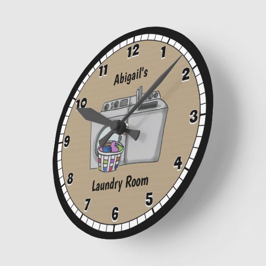 Tan Custom Wäsche Room Runde Wanduhr (Winkel)