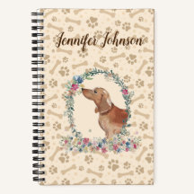 Tan Dackel Dog Paw Print & Floral Niedlich