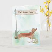 Tan-Dackel fühlt sich nach der Operation besser an Karte (Gelbe Blume)