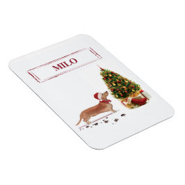 Tan Dackel Funny Christmas Dog mit Baum Magnet