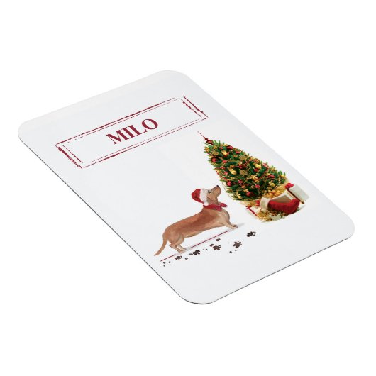 Tan Dackel Funny Christmas Dog mit Baum Magnet (Rechte Seite)