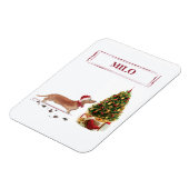 Tan Dackel Funny Christmas Dog mit Baum Magnet (Linke Seite)