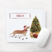 Tan Dackel Funny Christmas Dog mit Baum Mousepad (Mit Mouse)
