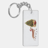 Tan Dackel Funny Christmas Dog mit Baum Schlüsselanhänger (Vorderseite links)