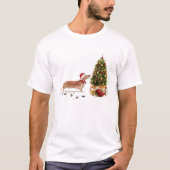 Tan Dackel Funny Christmas Dog mit Baum T-Shirt (Vorderseite)