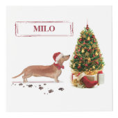 Tan Dackel Funny Christmas Dog mit Baum Würfel (Rechts)