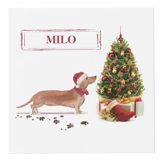 Tan Dackel Funny Christmas Dog mit Baum Würfel (Rechts)