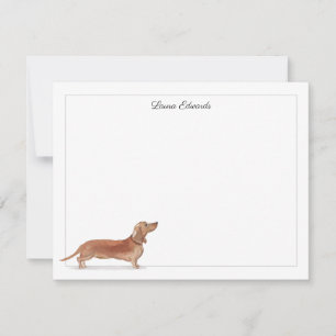 Tan Dackel Gray Border Personalisiert Stationery Mitteilungskarte