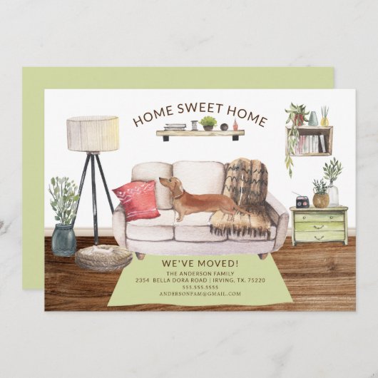 Tan Dackel Hundebewegung Ankündigung (Vorne/Hinten)