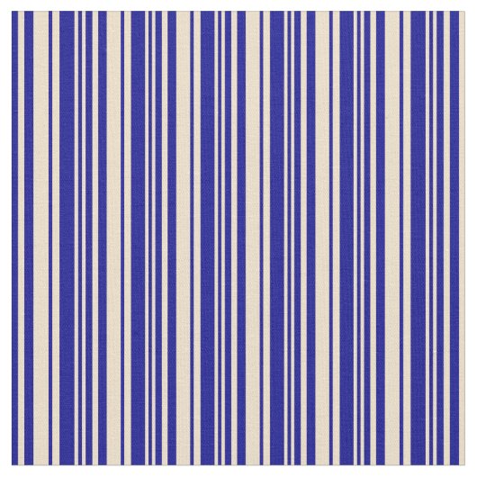 Tan & Dark Blue Streifen/Linke Muster Stoff (Nahaufnahme)