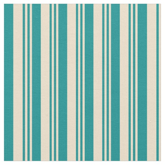 Tan & Dark Cyan farbene Streifen Stoff (Nahaufnahme)