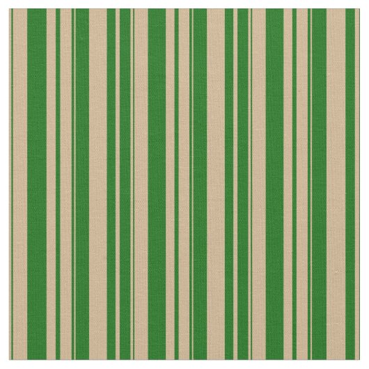 Tan & Dark Green Lines Muster Stoff (Nahaufnahme)
