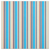 Tan, Deep Sky Blue & Red Muster der Streifen Stoff (Muster)