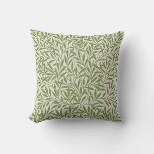 Tan Delicate Green Willow Verlasse Natur Kissen