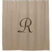 Tan-Duschvorhang mit dunkelbrauner Monogramm Duschvorhang (Vorderseite)