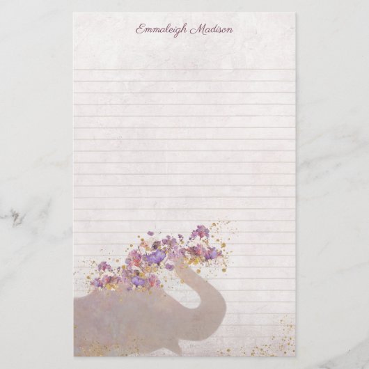 Tan Elephant Dreamy Boho Chic Monogram Stationery Briefpapier (Vorderseite)