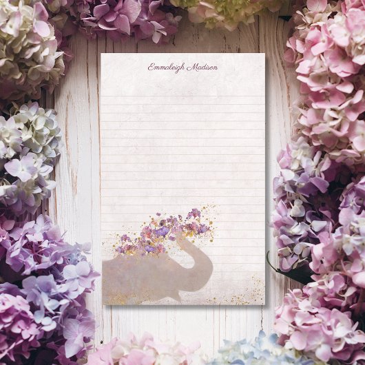 Tan Elephant Dreamy Boho Chic Monogram Stationery Briefpapier