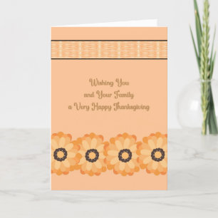 Tan Erntedank Card mit Blume Dankeskarte