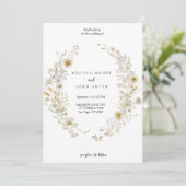 Tan Flora Boho Wildblume Wedding Einladung (Stehend Vorderseite)