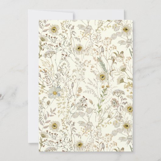 Tan Flora Boho Wildblume Wedding Einladung (Rückseite)