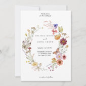 Tan Flora Boho Wildblume Wedding Einladung (Vorderseite)