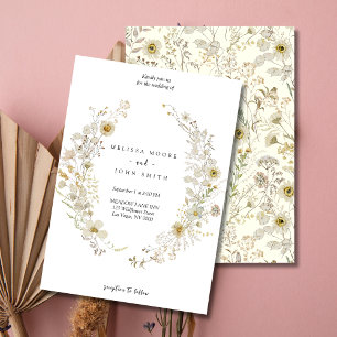 Tan Flora Boho Wildblume Wedding Einladung