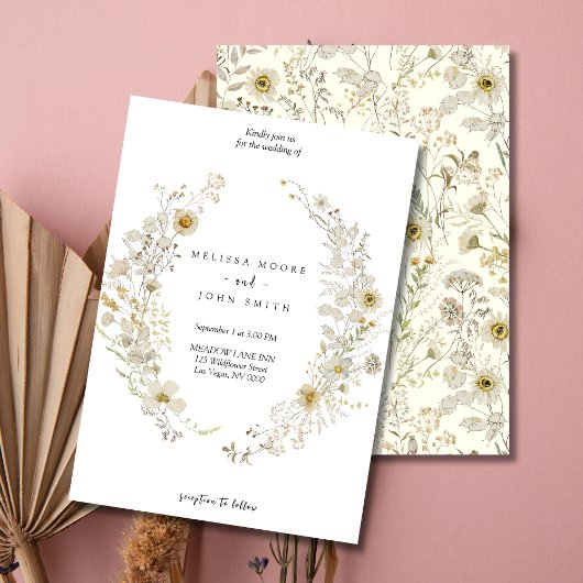 Tan Flora Boho Wildblume Wedding Einladung