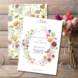 Tan Flora Boho Wildblume Wedding Einladung