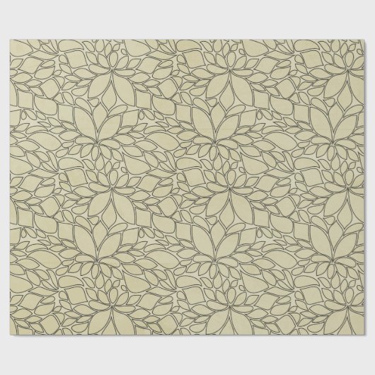 Tan Floral Blume Leaf Tree Wrapping Paper Geschenkpapier (Flach)
