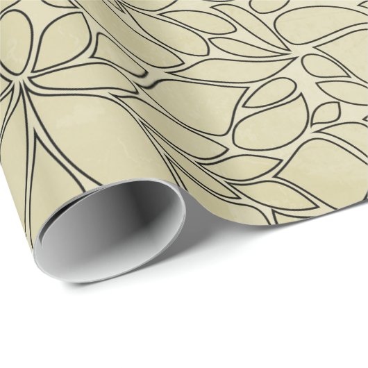 Tan Floral Blume Leaf Tree Wrapping Paper Geschenkpapier (Rolleneckpunkt)