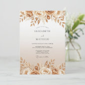 Tan Floral Enchantment Wedding Einladung (Stehend Vorderseite)