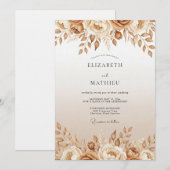 Tan Floral Enchantment Wedding Einladung (Vorne/Hinten)