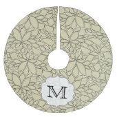 Tan Floral Leaf Tree Monogram Initial Tree Skirt Polyester Weihnachtsbaumdecke (Vorderseite)