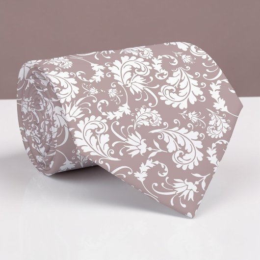 Tan Floral Pattern Custom Necktie Krawatte