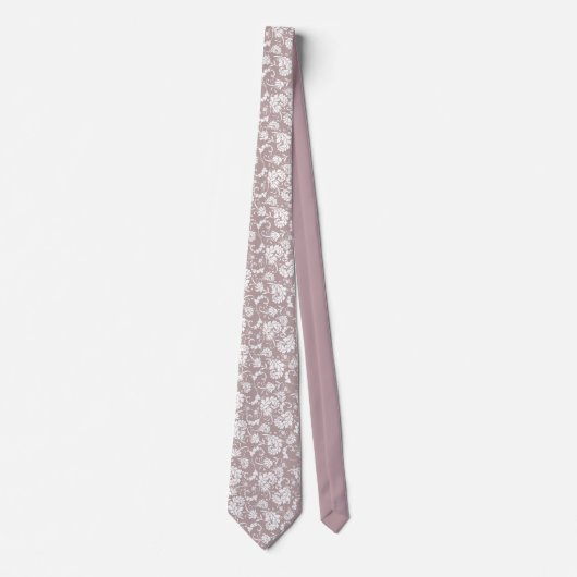 Tan Floral Pattern Custom Necktie Krawatte (Vorderseite)