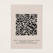 Tan Food Allergy Kalorie Information QR Code Karte (Rückseite)